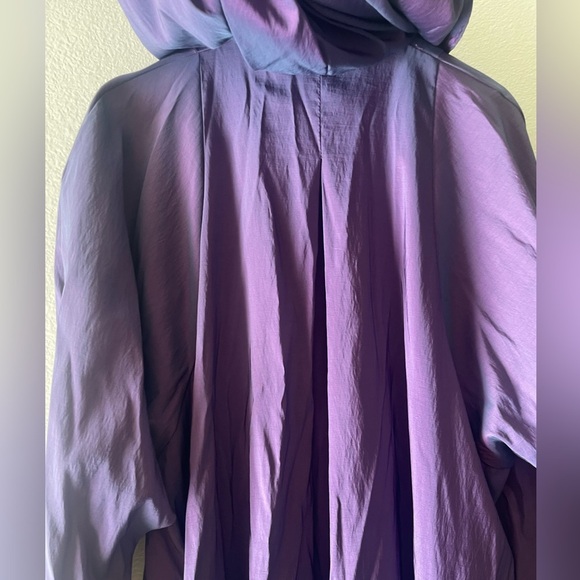 VTG Maralyce Ferree Purple Iridescent Hooded Maxi Windbreaker Coat M/L (XL) - Picture 5 of 13